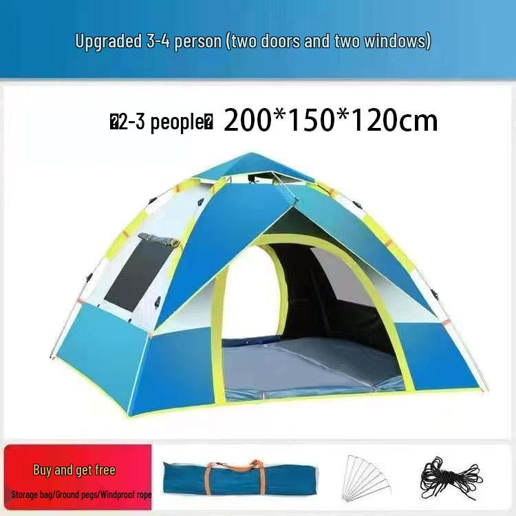 Mongolian Yurt Outdoor Tent: Automatic Setup, Sun/Rain/Insect Protection, Fits 3-4 People