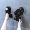 Chunky Slippers Summer New Round Head Waterproof Table Sequin Cloth Cover Foot Non-slip High-heeled Sandals