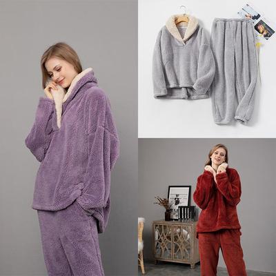 Kış Sıcak Uzun Kollu Artı Kadife Kürklü Tulum Pijama Rahat Kış Sıcak Düz Renk Sevimli Ayı Tulum Gecelikler Bayanlar Ev Giyim Onesie