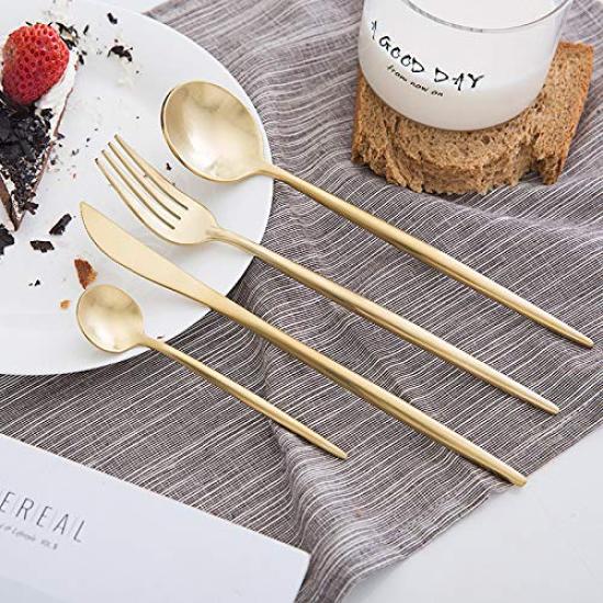Minky Cutlery Cutlery Set Gold Stylish Tableware Stainless Steel Dinner Cutlery Set Knife Spoon Fork Set Steak Knife Table Knife Dessert Spoon Pasta