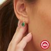 S925 Sterling Silver Simple Fashion Atmosphere High Retro Sense Sapphire Emerald Stud Earrings Earrings Earrings Ear Buckle Ear