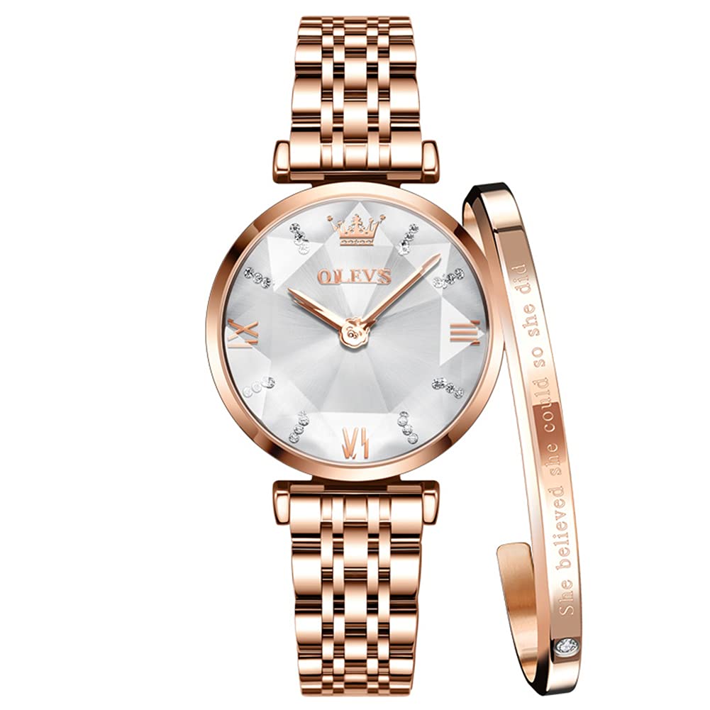 

OLEVS Japanese Quartz Rose Gold with a Simple Stainless Steel 30M Water Popular Watch and Bracelet Perfect for Day Women s Watch, Ultra-Thin,