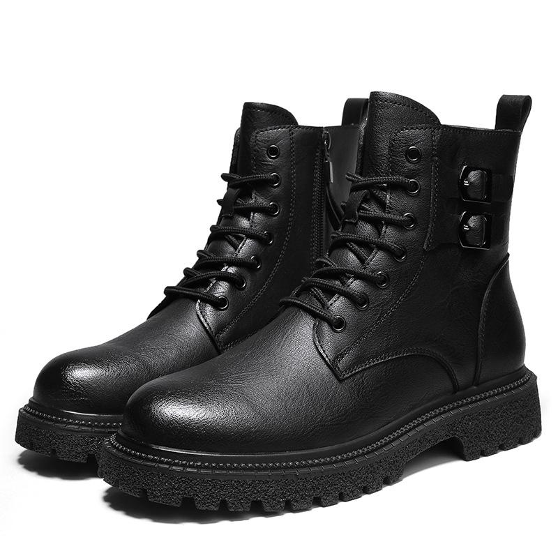 

Ботинки Мартин большого размера Мужские кожаные ботинки, осенне-зимние модные короткие ботинки Флисовые теплые хлопковые ботинки Ботинки-локомотивы на молнии 46