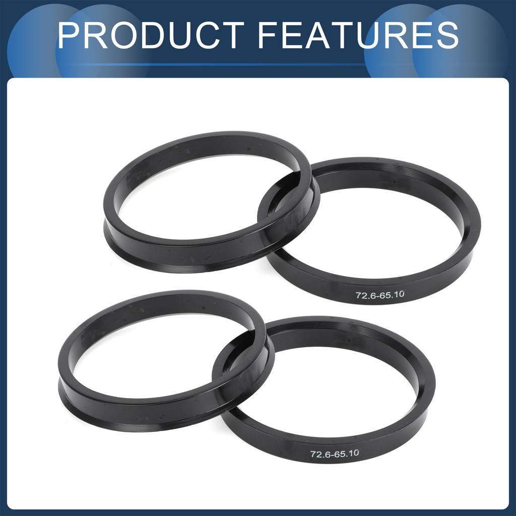 INFINAUTO Hub Centric Ring 65.1mm ID 72.6mm OD Car Wheel Hub Ring ABS Plastic Black 4pcs