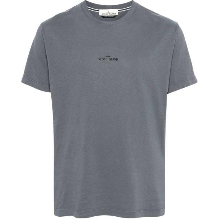 STONE ISLAND Однотонная футболка с коротким рукавом и круглым вырезом с принтом логотипа мужские топы серый POIZON240715978 M 15000₽