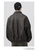 Men's Retro Cool PU Leather Bomber Jacket with Buckle Stand Collar