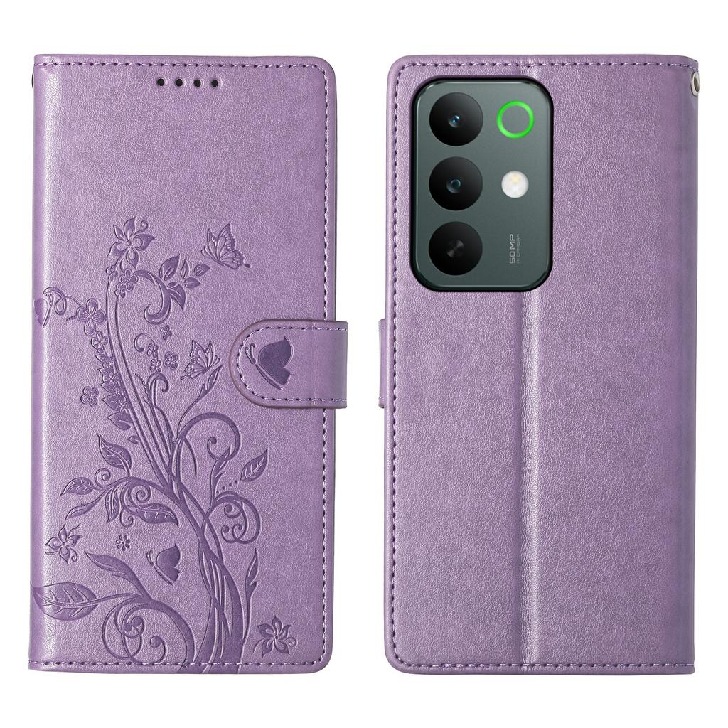 For Realme C85 Pro 4G Wallet Case Butterfly Floral Imprint PU Leather Phone Cover with Wrist Strap