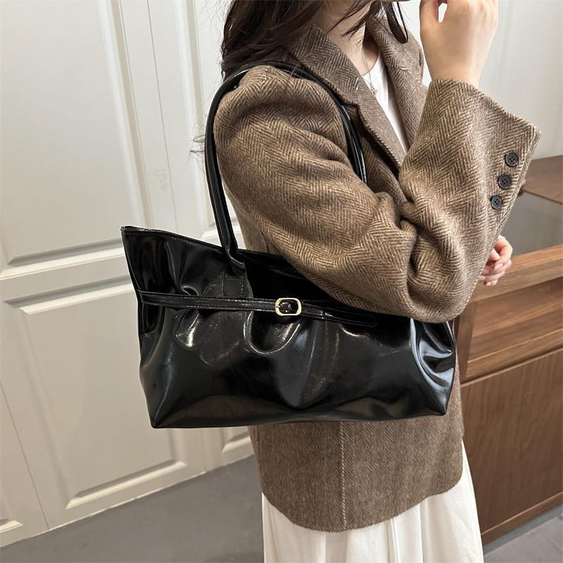 Vintage Pu Tote Bag With Double Shoulder Straps For Daily Casual Use