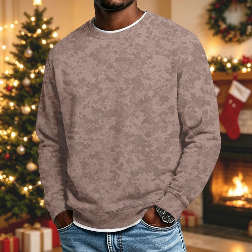 Men's Loose Fit Casual Collared Long Sleeve Shirt, Camouflage Print Outdoor Top
