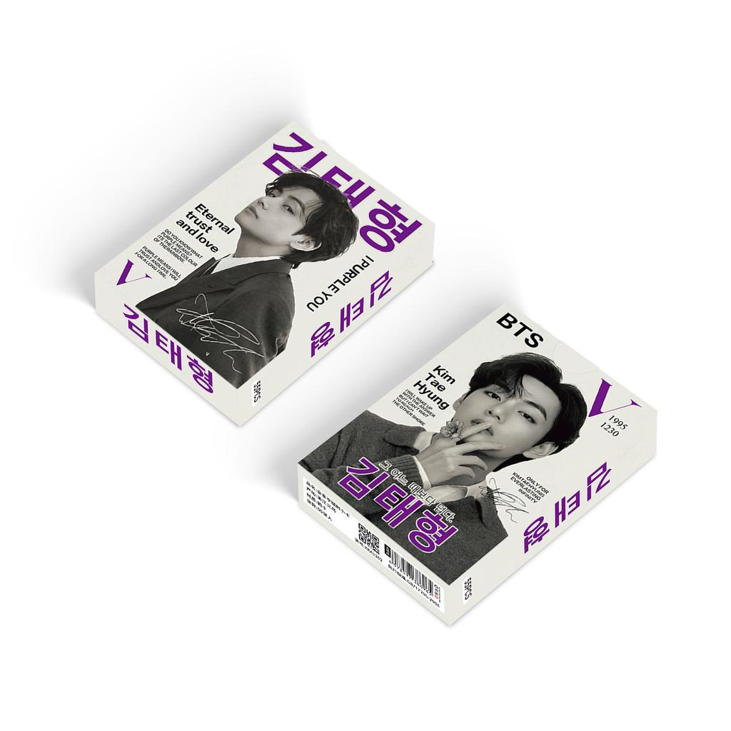 BTS V Lomo Card, 55pcs Kim Taehyung Photocards, Kpop Bangtan Boys V Laser Photo Cards Set, ARMY Fans Collectible Gift, 55x85mm