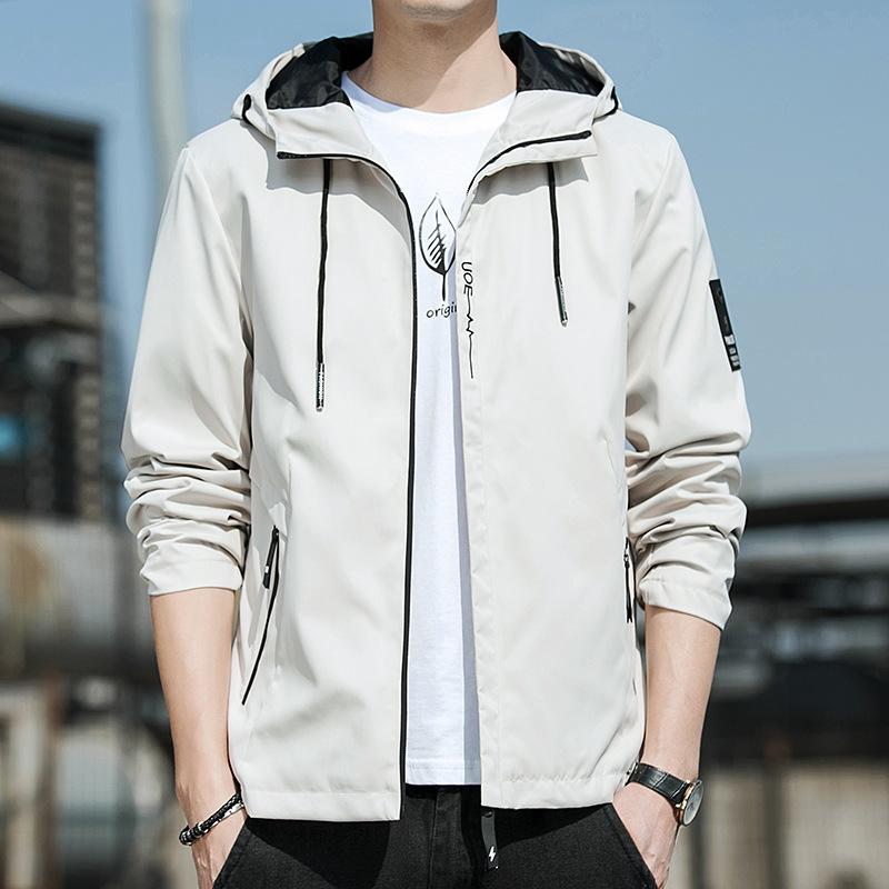 Spring Jacket Men's Hooded Jacket Youth Thin Jacket Outdoor Sports Casual Jacket Plus Size 5XL