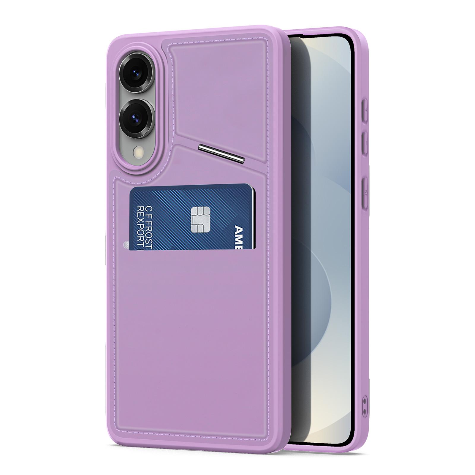 

For Samsung Galaxy S25 Edge Magnetic Case DUX DUCIS Rafi II Series Leather Back Cover with RFID Blocking Card Slots Purple Pink