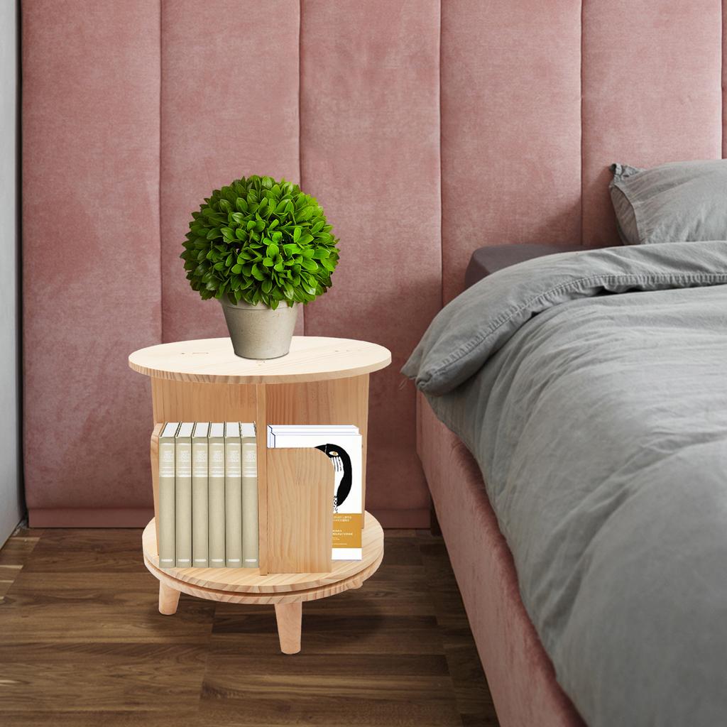 Floor Standing Rotating Bookshelf Multi-Functional Wooden Storage Rack Suitable for Living Rooms, Study Rooms, Bedrooms