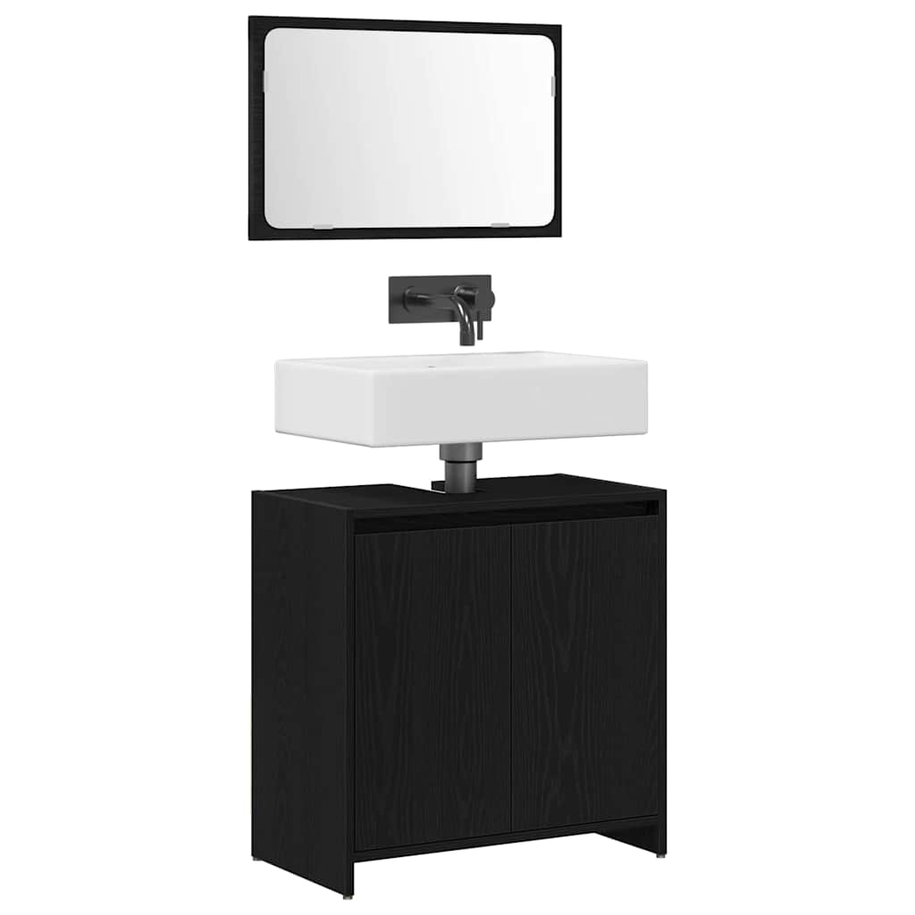 Bathroom Cabinet with Door Black Oak Effect 60 x 33 x 60 cm