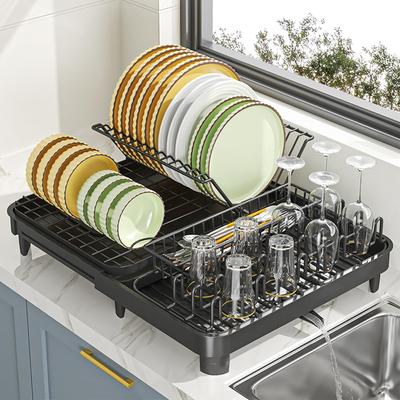Expandable Drainage Rack Without Installation Metal Dish Drying Racks for Kitchen Counter Drain Board Multifunctional Storage