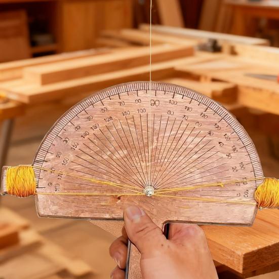 Wooden Precision Angle Finder 0-180 Degrees Round Head Protractor Craftsman Machinist Measuring Ruler Tool