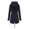 Women’s Trench Coat Cotton Solid Color Hooded Zipper Windproof Long Jacket Drawstring Outdoor Hiking Windcheater Spring Autumn Winter Outwear