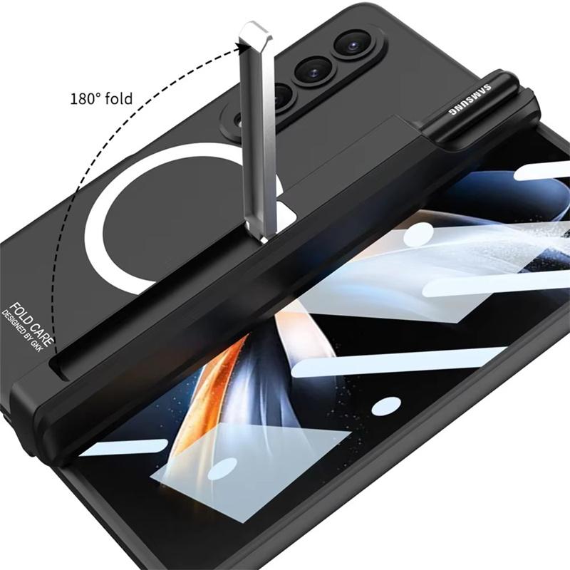 For For Samsung Galaxy Z Fold 7 6 5 4 3 5G Case Magsafe Wireless Charging Magnetic Hinge Pen Holder Stand Screen Protect Film Cover