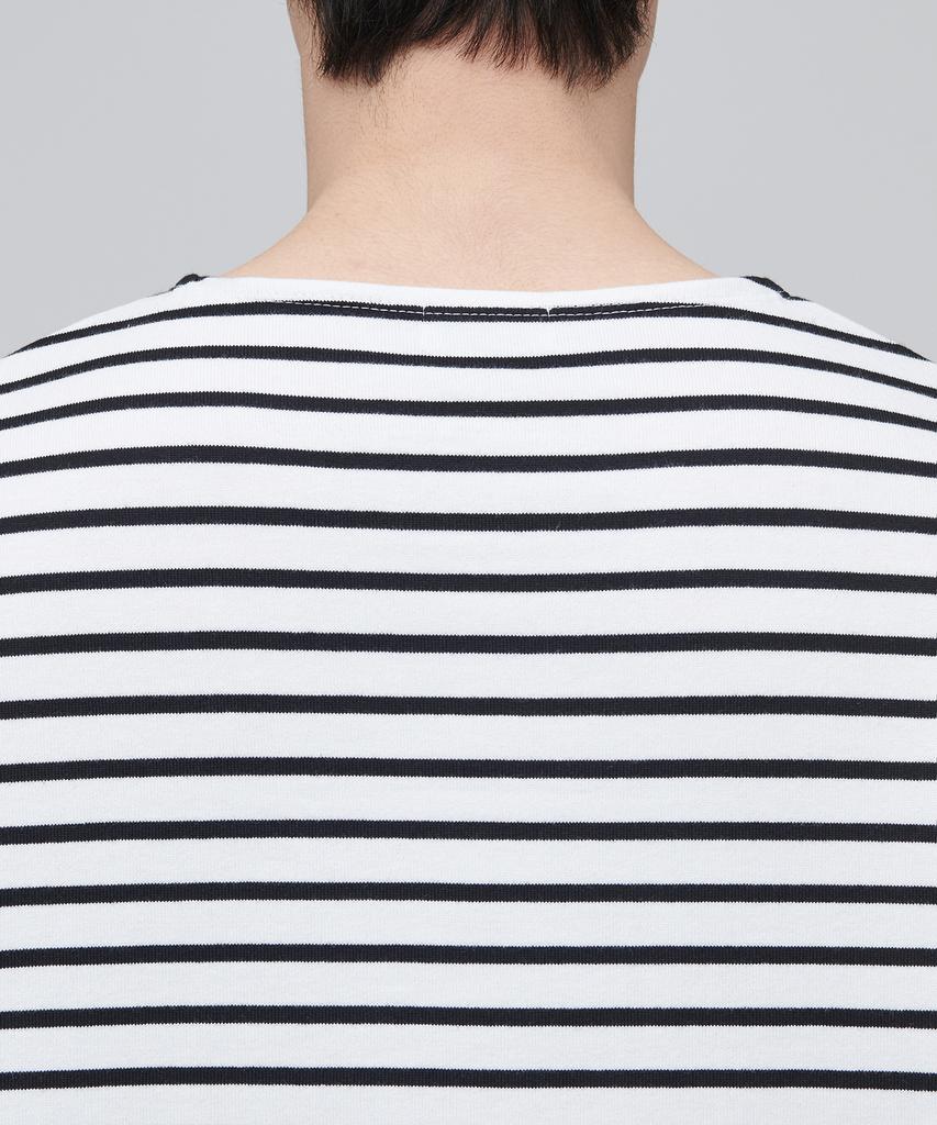 MUSINSA STANDARD Striped Boat Neck Long Sleeve T-Shirt [Ivory/Black]