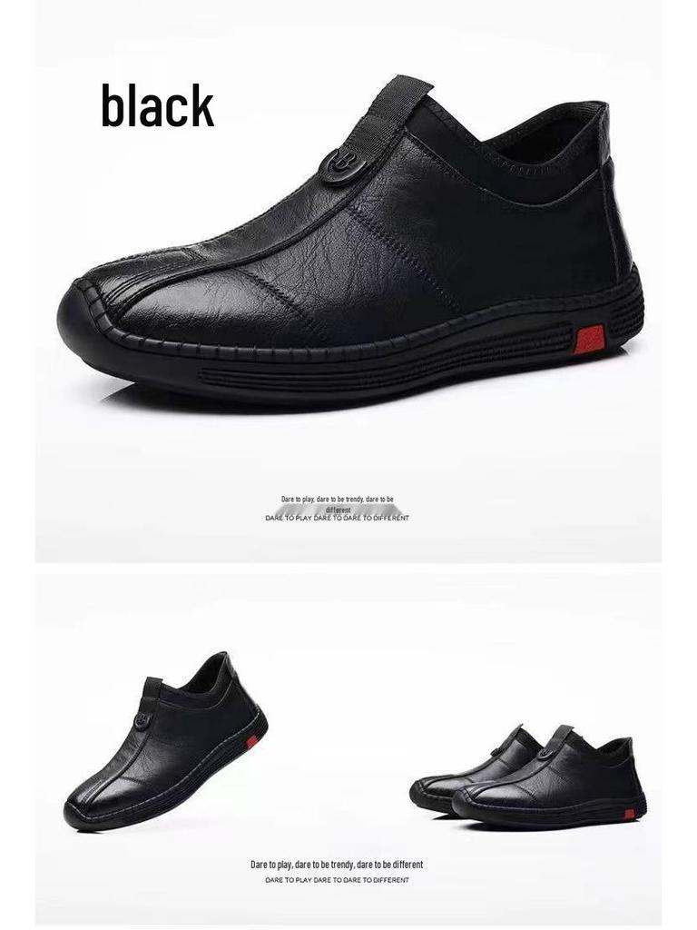 Woodpecker Men's Fleece-Lined Winter Shoes - Warm, Soft Sole, Mid-High Top Casual Leather Dad Footwear