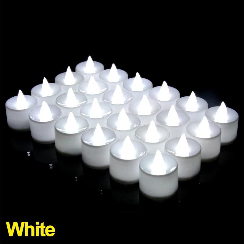 12-1Pcs Colorful LED Candles Battery Operated Flameless Tealight Fake Candles Lamp Wedding Birthday Party Home Decoration Lights