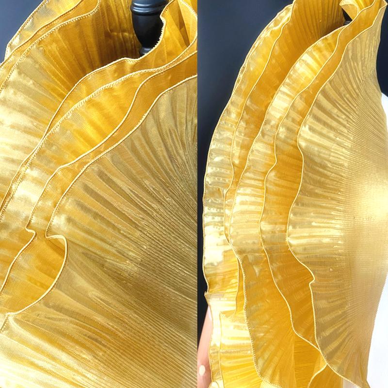 2Yards/182cm 3D Pleated Ruffle Edge Metallic Glossy Pleated Wavy Ruffled Lace Ribbon