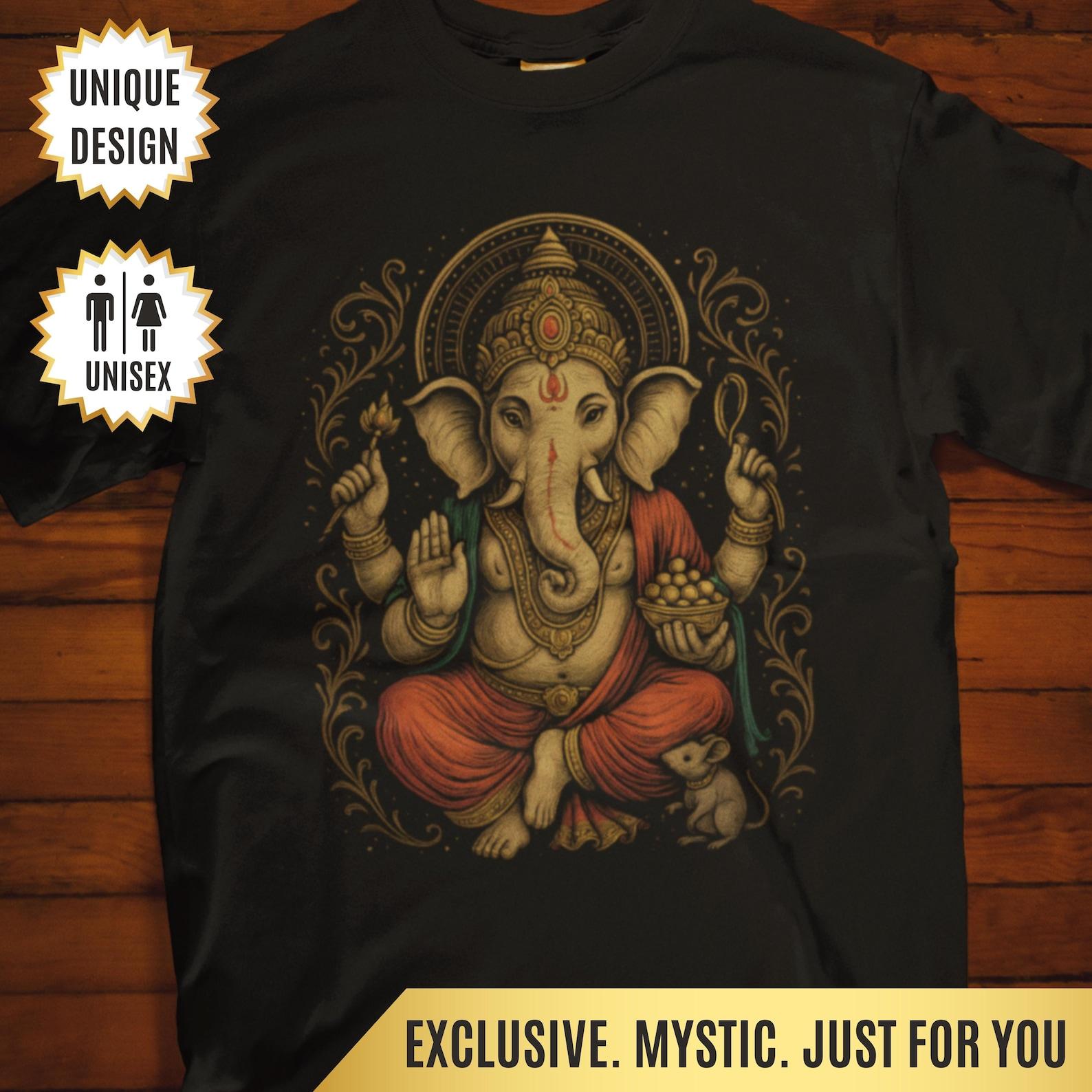 Ganesha T-Shirt, Hindu Elephant God Tee, Lord Ganesh Shirt for Yoga, Meditation, Spiritual Gift, Boho Indian Graphic Tee, Divine Femenine S