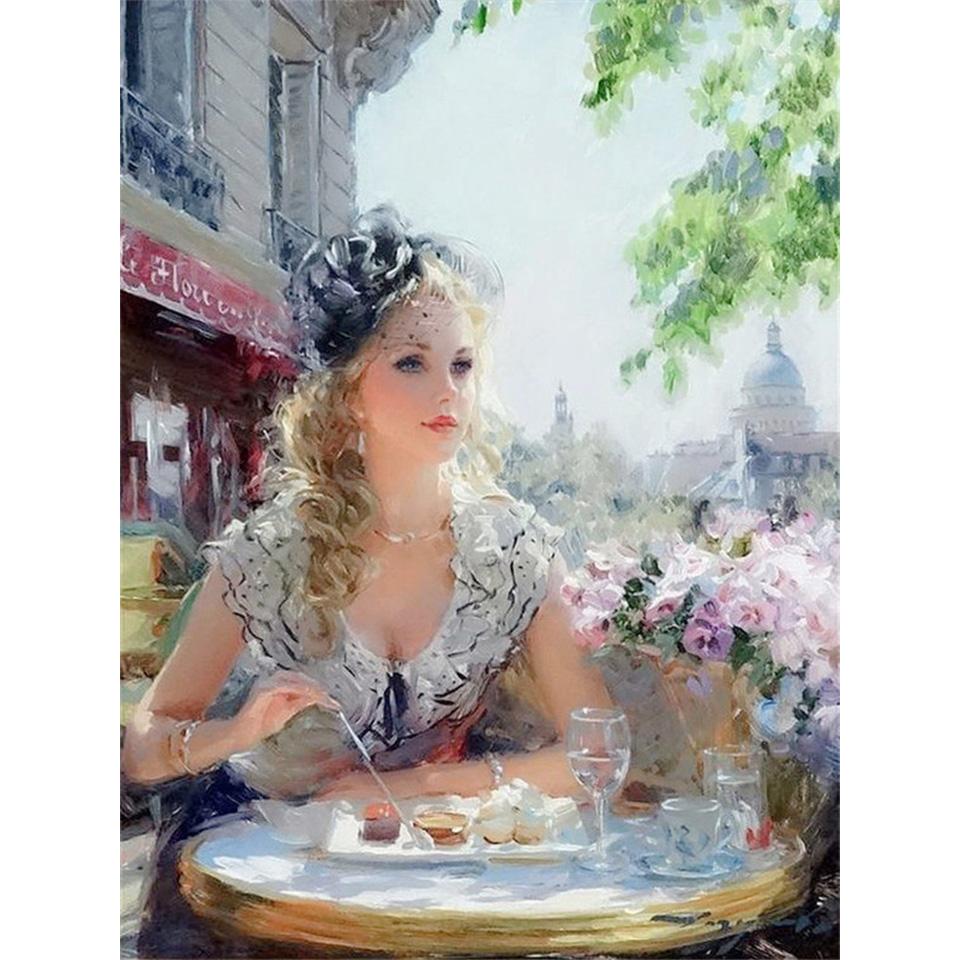 5D DIY Diamond Painting Portrait Beauty Cross Stitch Kit Full Round Diamond Embroidery Mosaic Art Home Decoration Picture