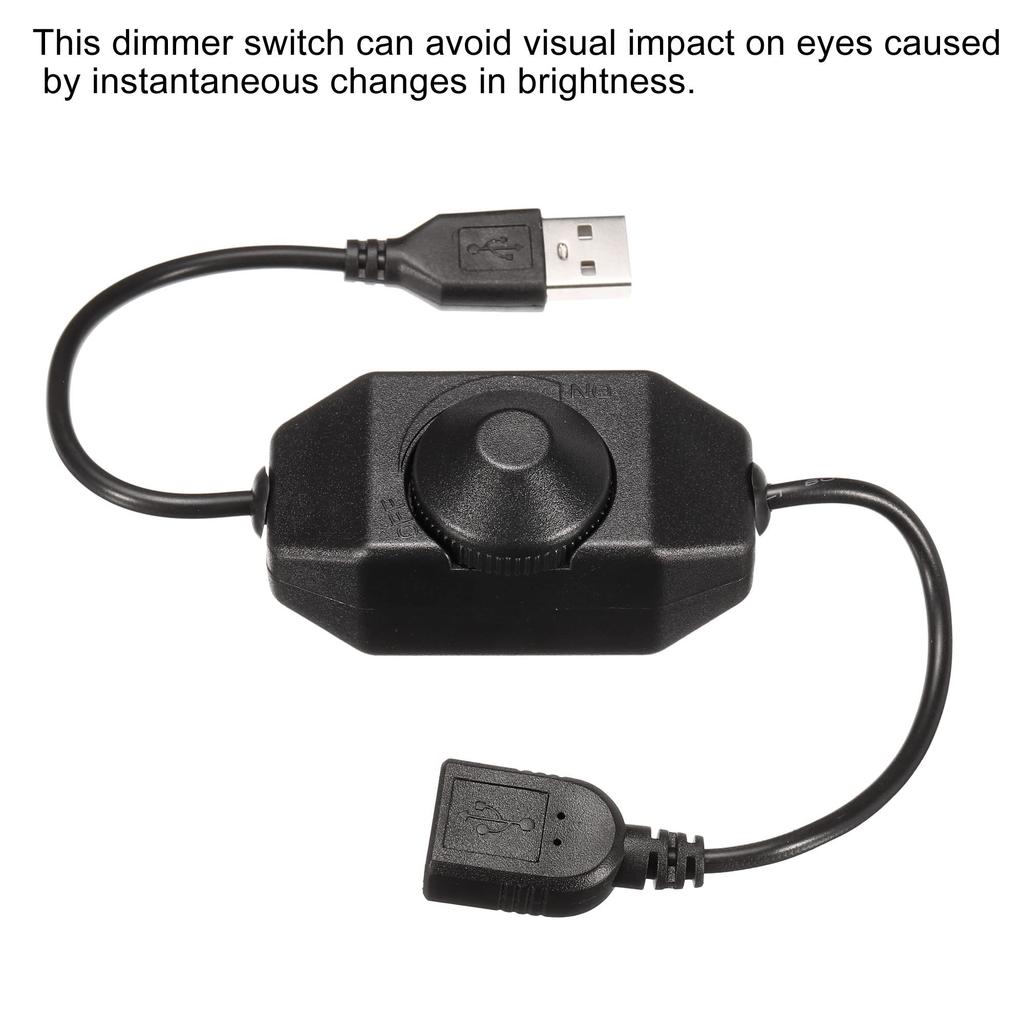 Uxcell LED Strip Dimmer 5V DC USB Buchse auf Stecker Verlängerungskabel mit Drehschalter-Controller für LED-Streifen Schwarz Schalter, Lichter,