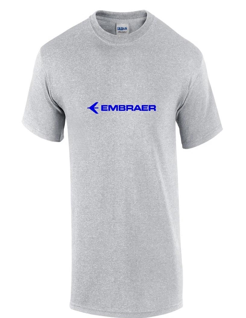 Embraer Blue Logo Brazilian Aerospace Conglomerate Sport Gray Cotton T-Shirt 4XL