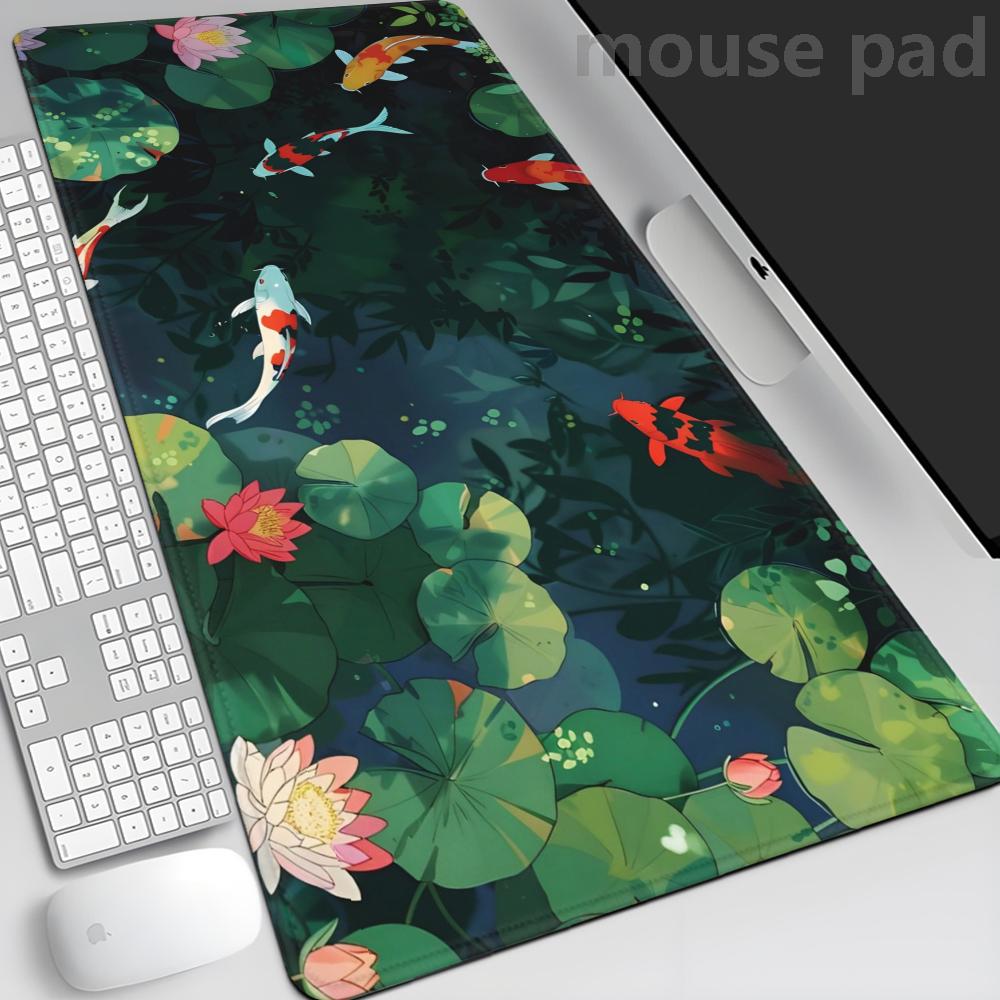 Koi Fish Mousepad Japanese Desk Mat XL boho nature mouse pad xxl extra large gaming deskmat anime aesthetics multiple sizes mats