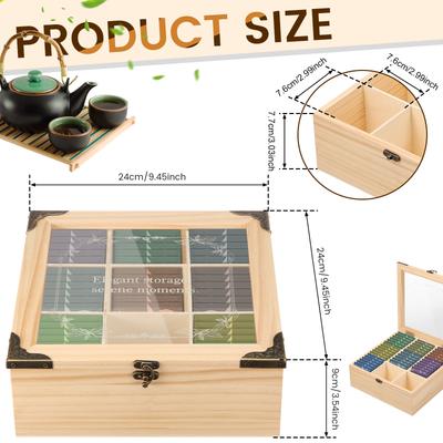 9 Grids Wooden Coffee Tea Sugar Bag Storage Box Clear Window Lid Sorting Tea Bag Organizer Box Office Kitchen Cabinet Organzier