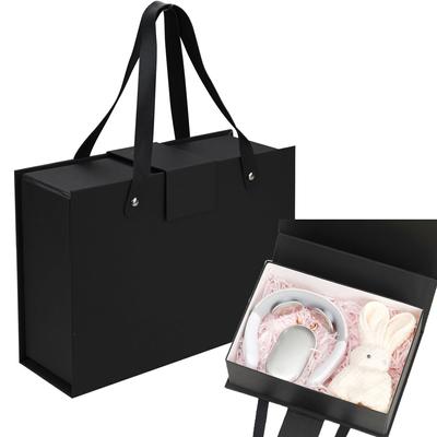 1pc Gift Box with Lid for Presents, Magnetic Gift Box with Handle, Boxes for Wrapping Gifts, Black Large Size Wedding Bridesmaid Proposal Box