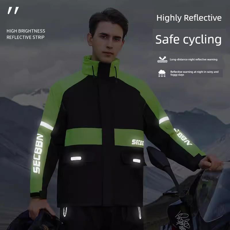 Raincoat and Rain Pants Set for Men and Women, Full-Body Waterproof and Breathable, Separate Pieces for Motorcycle Riding and Outdoor Delivery