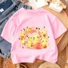 Fashionable Children's Street Style Fashion Set, Summer Casual Boys' and Girls' T-shirt, Cute Pikachu Design