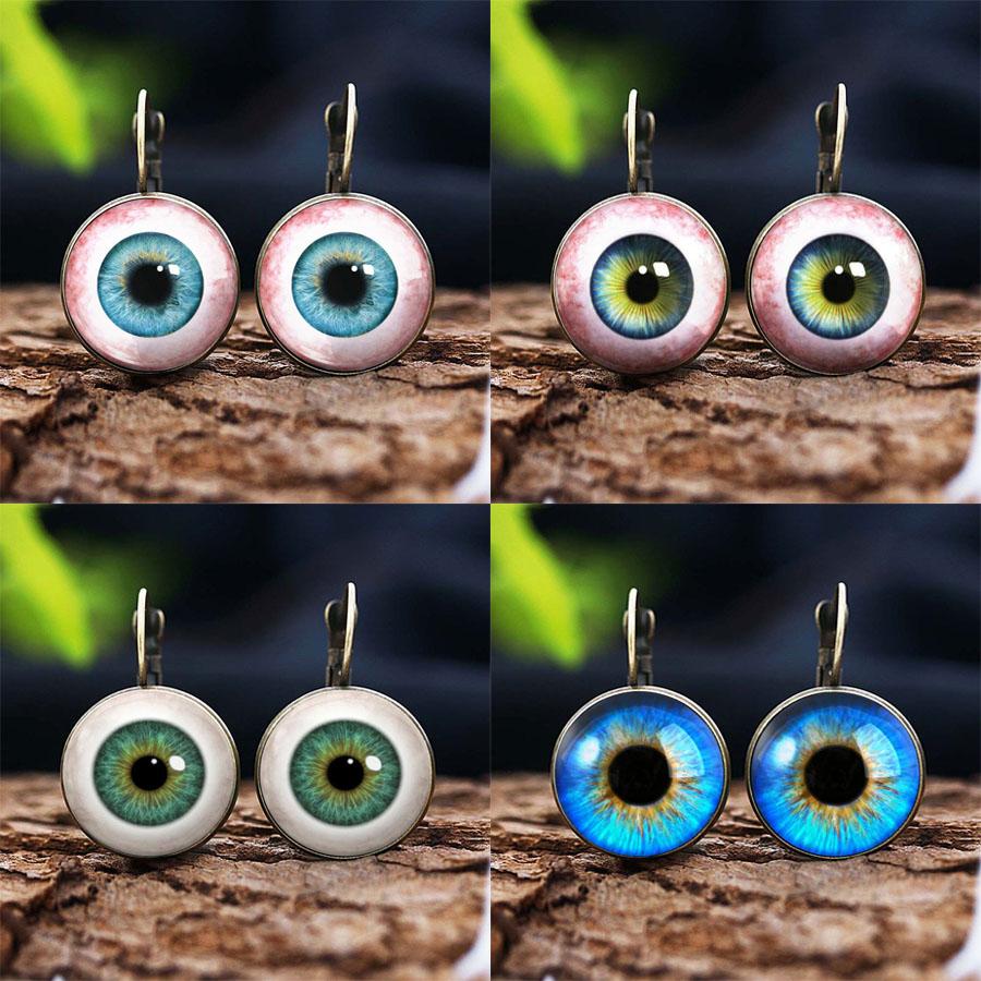 Helle Farbe Glas Cabochon Evil Eye Ohrstecker Modeschmuck Trendy Tier Auge Frauen Charms Französisch Ohrring