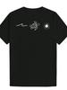 Crew Neck Polyester Animal Graphic T-shirt - White Line Art Design with Turtle
