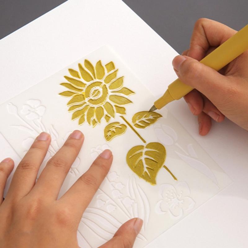 5Pcs Flower/Leaf/Butterfly Stencils PET Painting Templates For Painting on Paper Wood Metal Glass Fabric Wall Decoration