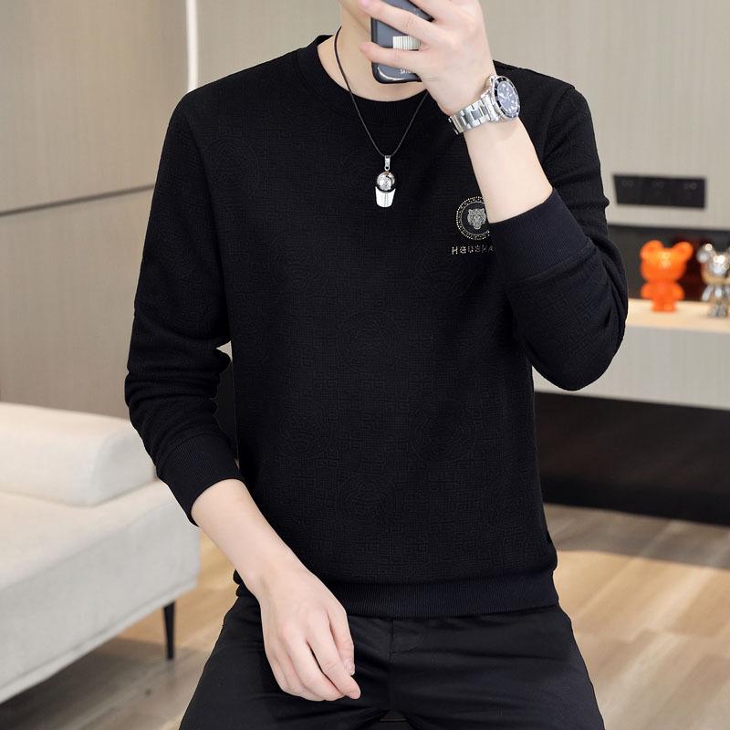 Men's Velvet Slim-Fit Long-Sleeve Sweatshirt for Spring & Autumn