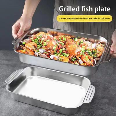Kitchen Barbecue Plate Food Grade Stainless Steel Non-stick Induction Cooker Flat Bottom Barbecue Plate Kitchen Accessories