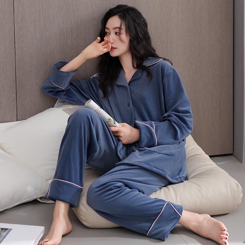 Island Fleece Pajamas Women'S Autumn And Winter Coral Fleece Thickened Fleece Spring And Autumn Models Can Be Worn Outside Loungewear