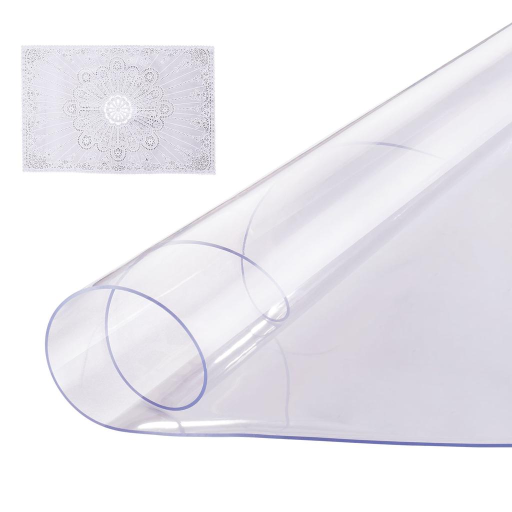 VEVOR Plastic Table Cover, 48 x 48 Inch 2.0 mm Thick Clear Table Protector, Round PVC Desk Mat, Waterproof & Easy Cleaning Desk Pad Tablecloth