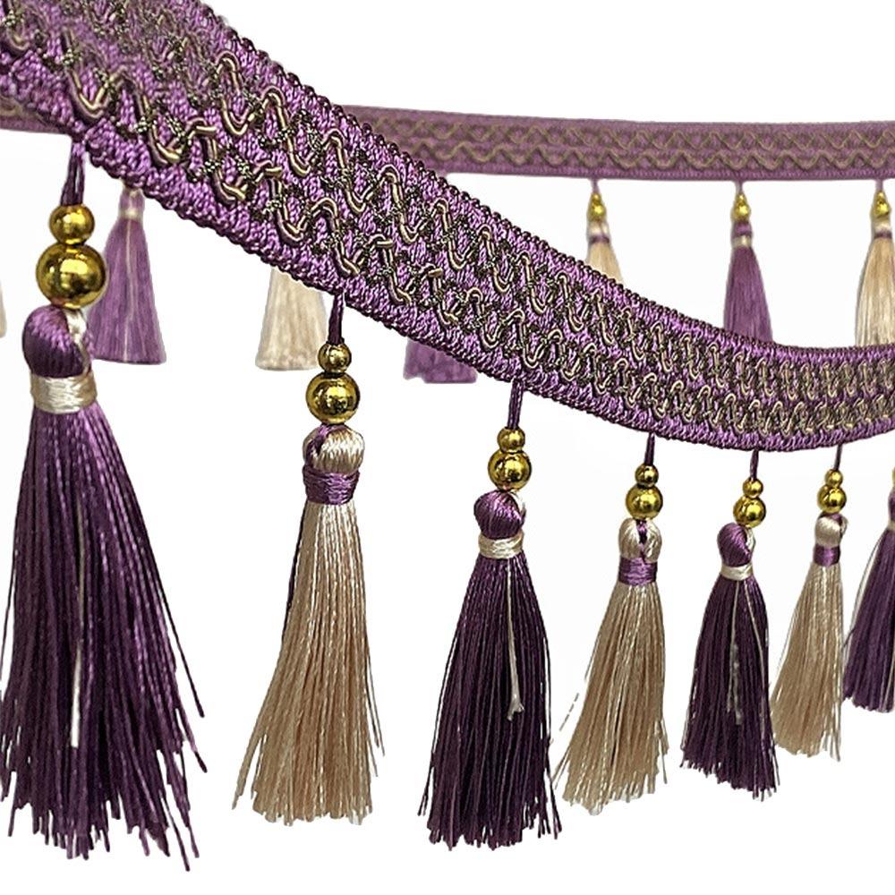 

12M with Hanging Tassel Tassel Lace Trim Craft Making Fringe Accessories Vintage Fringe Trim Woven Texture Chain Tassel Ribbon Length 12m фіолетовий