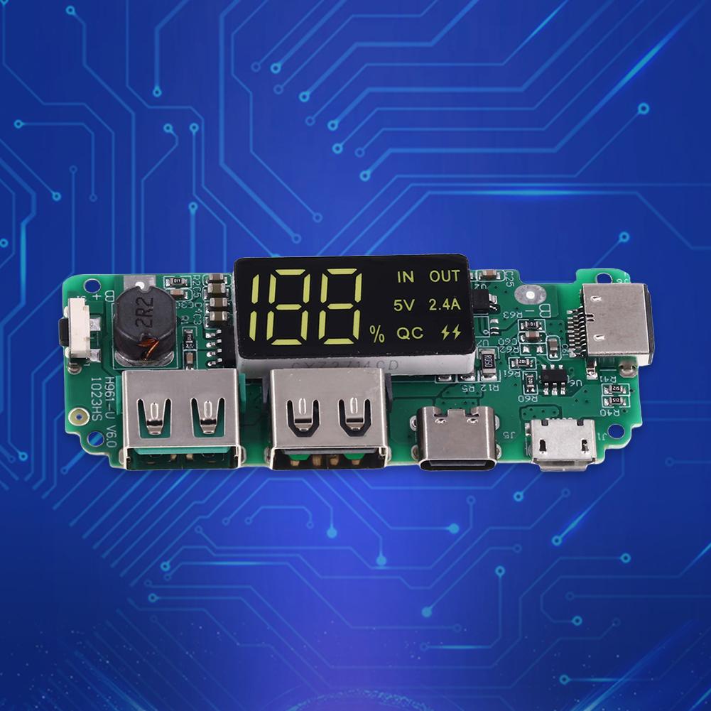 18650 Lithium-Batterie-Ladeschaltungsschutzplatine mit Überlade-LED-Anzeige, Dual-USB-Mini-Typ-C-Powerbank-Modul 2A
