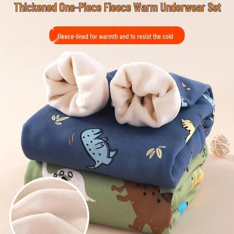 Kinder Fleece-gefüttertes Thermo-Unterwäsche-Set für Jungen & Mädchen - Gemütliche Herbstkleidung