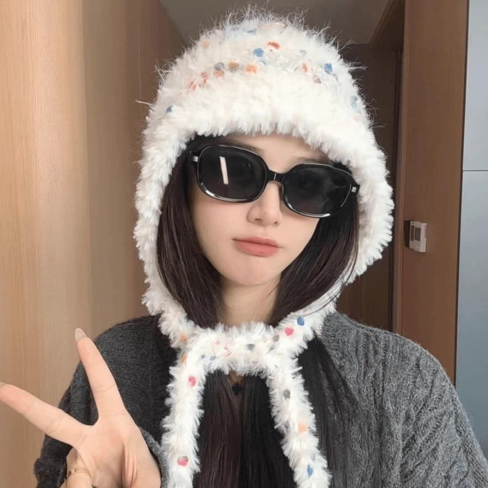 Ear Protection Bucket Hat Lacing Lei Feng Cap Cute Earmuff Knitted Hat for Women