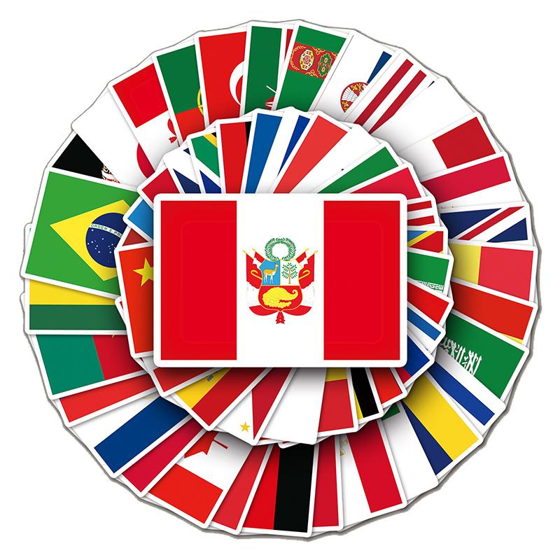 105 аркушів/набір Наліпки-іграшки Серія Національних Прапорів Мультяшні Валіза Ноутбук Гітара Скейтборд Персоналізовані Декоративні Наліпки TMZ