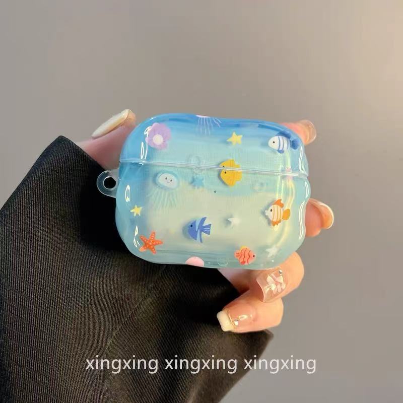 ins wind cute graffiti ocean small fish for airpodspro1 protective case earphone case 1st generation 1 soft silicone new