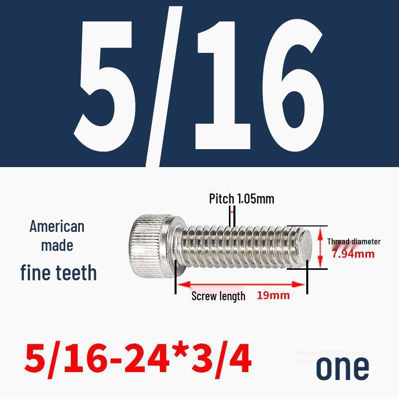 304 Stainless Steel Fine Thread Socket Head Cap Screw 10#-32, 1/4-20, 5/16-24