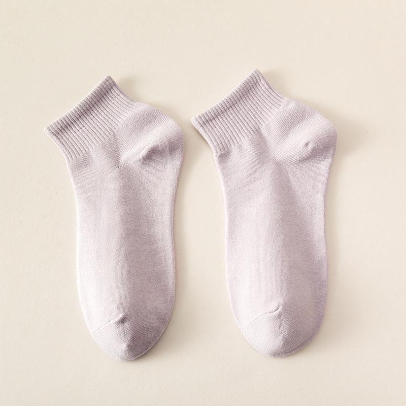 Women's Summer Thin Cotton Ankle Socks - Antibacterial, Odor-Resistant, Breathable, Sweat-Absorbing in Solid White